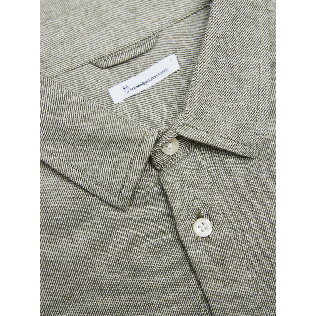 Larch Heavy Casual Flannel Shirt Forrest Night - KNOWLEDGE COTTON APPAREL