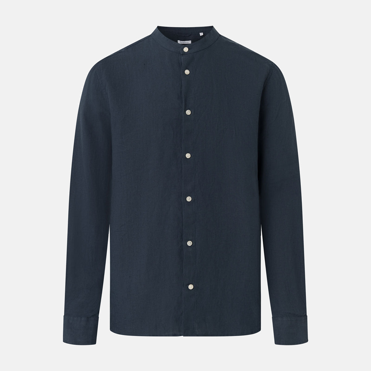 Stand-Up Collar Linen Shirt Total Eclipse - KNOWLEDGE COTTON APPAREL