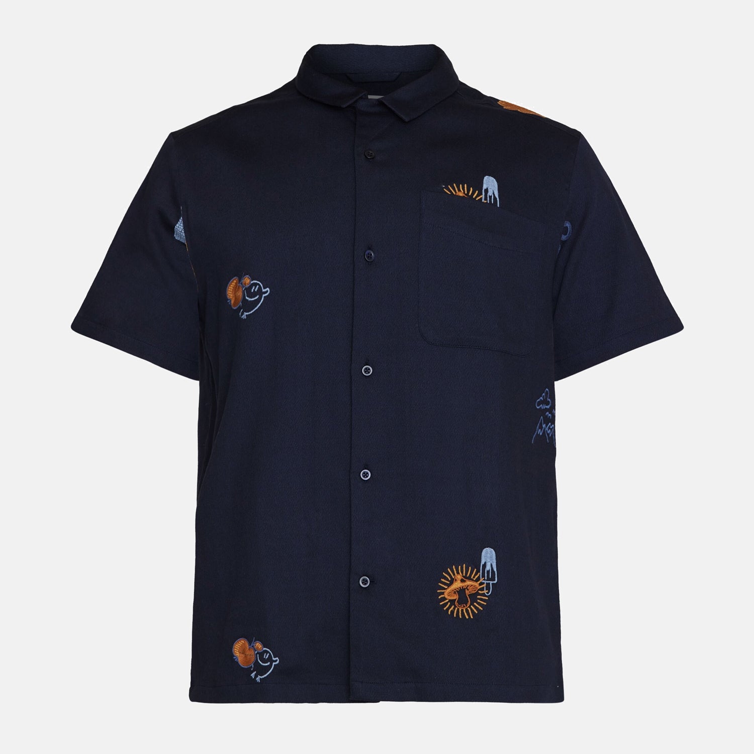 Broderad Kortärmad Skjorta Night Sky - KNOWLEDGE COTTON APPAREL