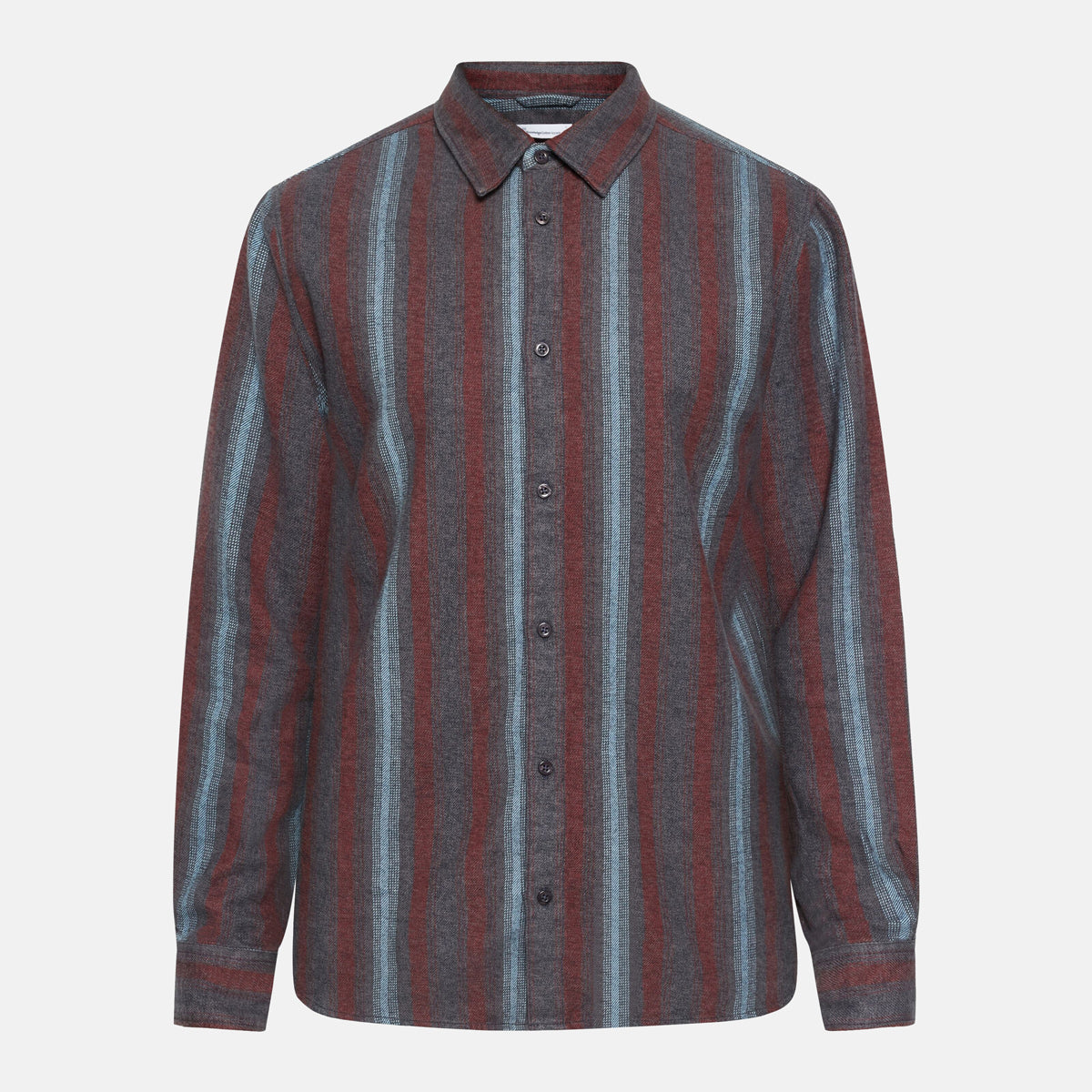 Loose Fit Heavy Flannel Shirt Blue Stripe - KNOWLEDGE COTTON APPAREL