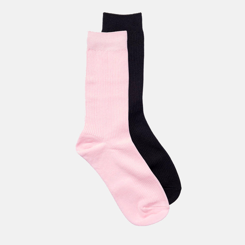 2-pack Organic Striped Socks Pink & Black- KNOWLEDGE COTTON APPAREL