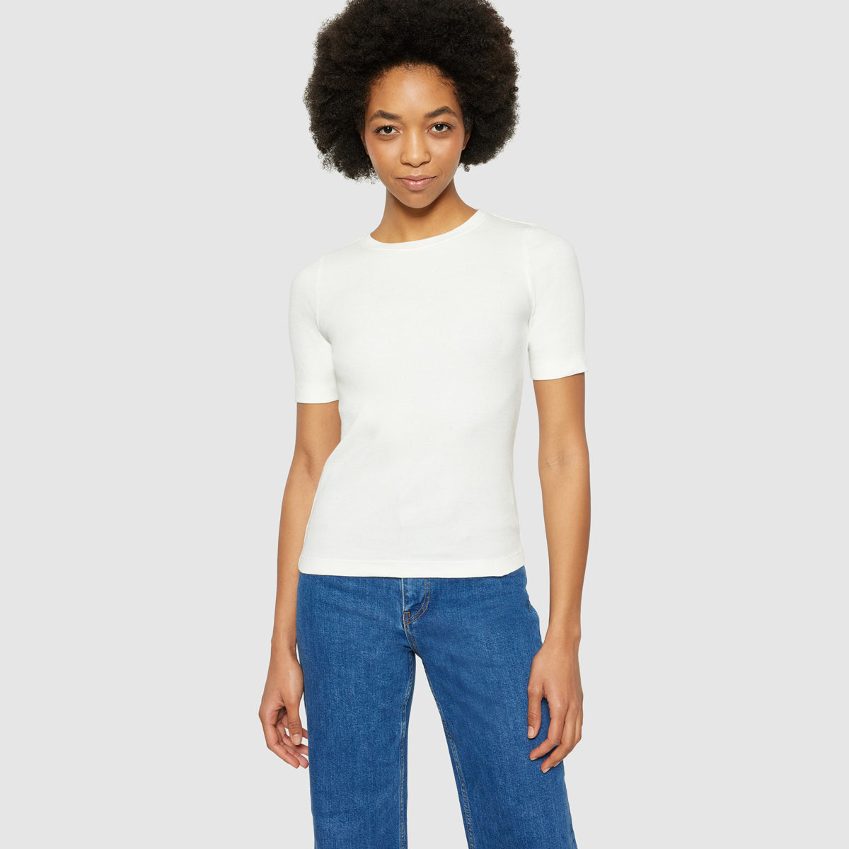 Rib T-shirt Ekologisk & Regenerativ Vit - KNOWLEDGE COTTON APPAREL