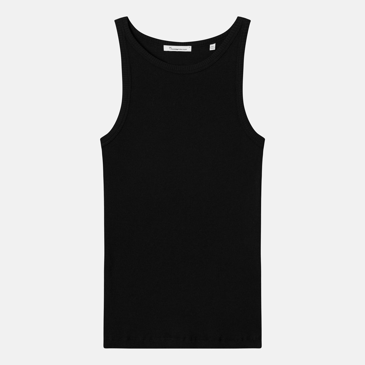 Racer Rib Top Jet Black - KNOWLEDGE COTTON APPAREL
