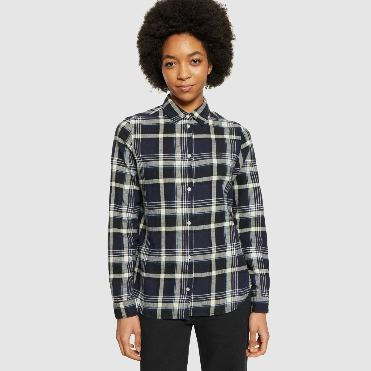 Check Flanell Shirt Jet Black - KNOWLEDGE COTTON APPAREL