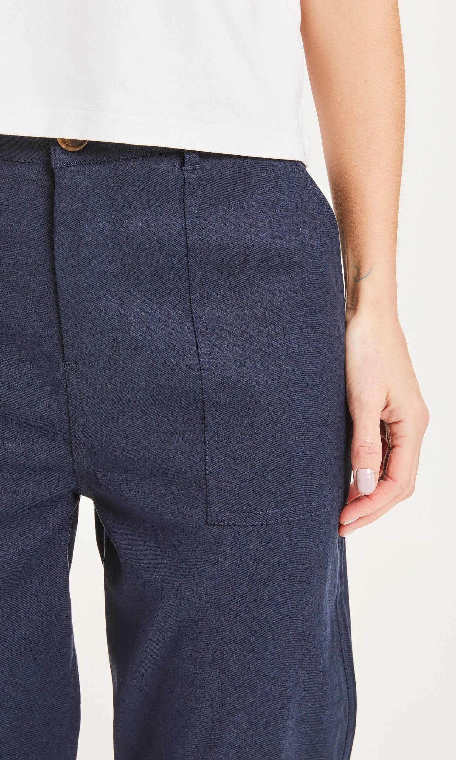 Hazel Worker Tencel Pants Total Eclipse - KNOWLEDGE COTTON APPAREL