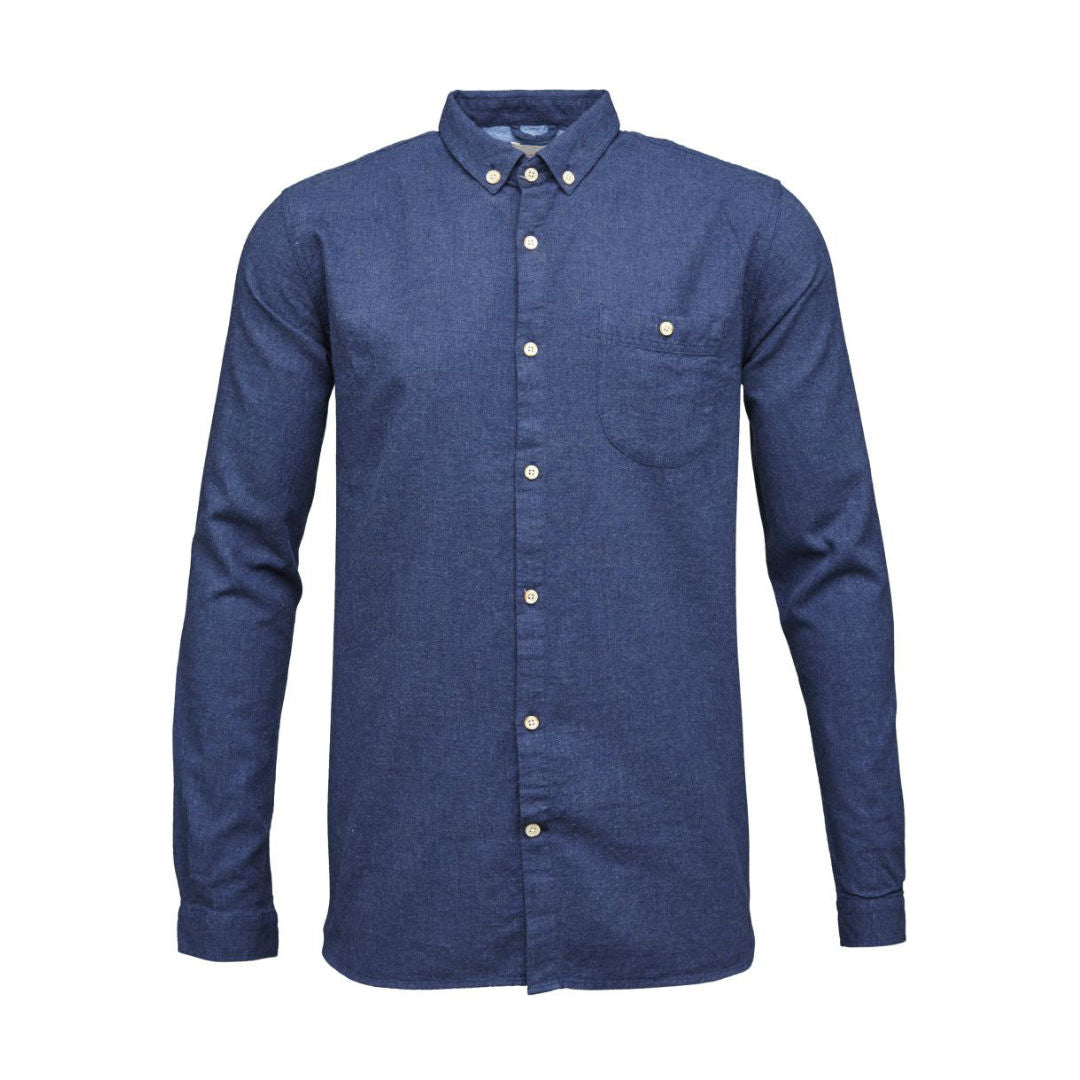 Twill Flannel Shirt - Estate Blue - Knowledge Cotton Apparel