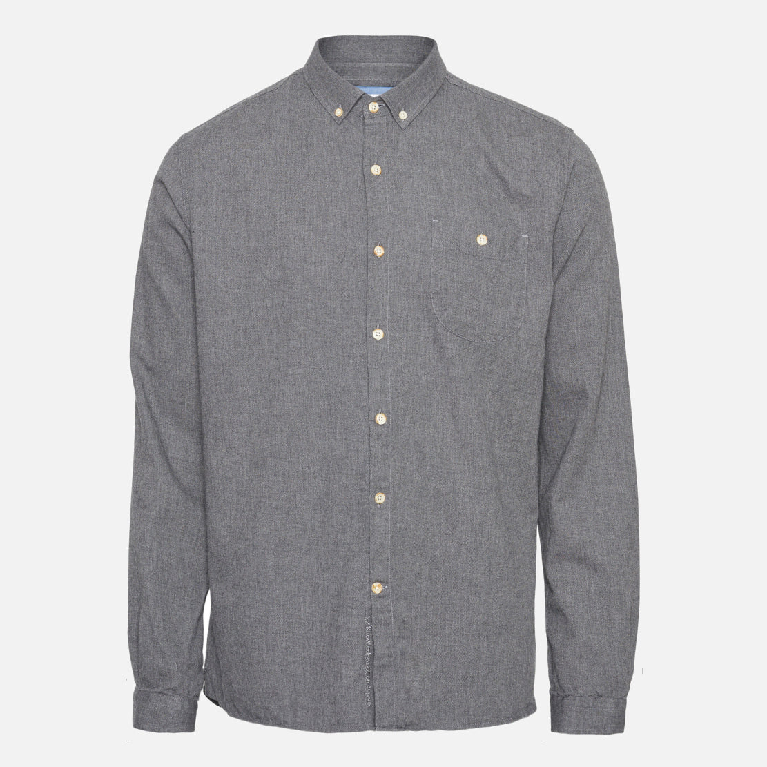 Lått borstad flanellskjorta i 100% ekologisk bomull. Mörkgrå melerad