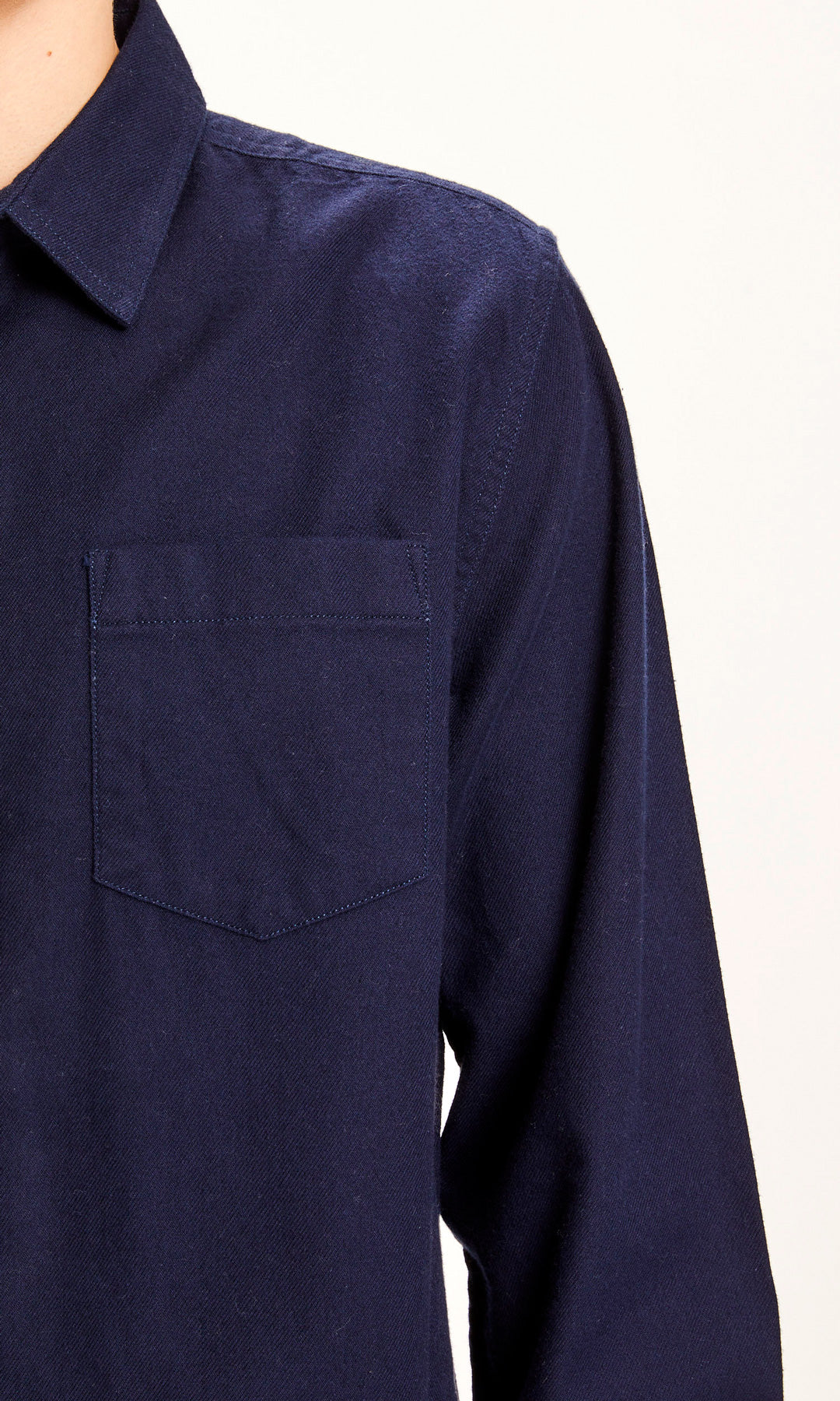 Larch Heavy Solid Flannel Shirt Total Eclipse - KNOWLEDGE COTTON APPAREL