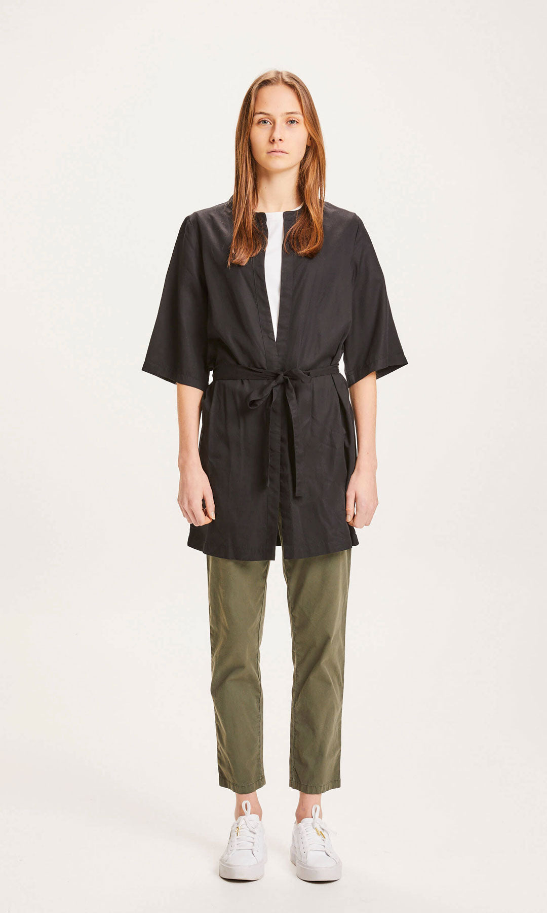 Ayana Tencel Kimono Jet Black - KNOWLEDGE COTTON APPAREL