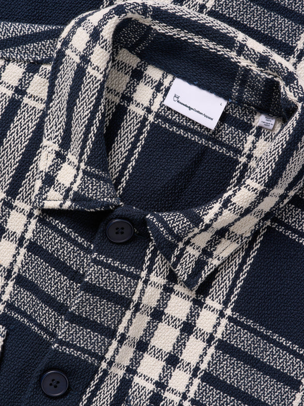 Big Checkered Overshirt Navy Ekologisk Bomull - KNOWLEDGE COTTON APPAREL