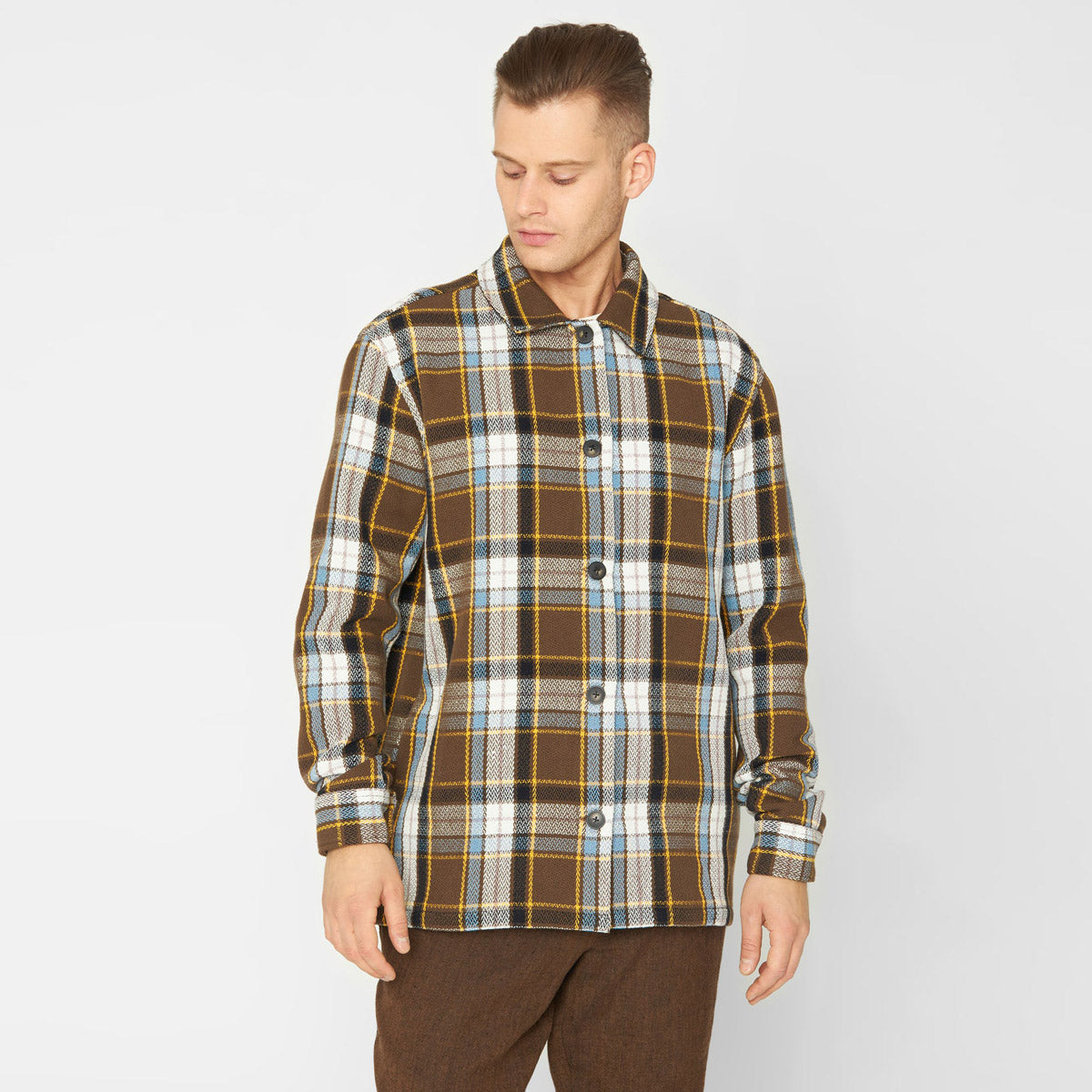 Big Checkered Overshirt Brown - KNOWLEDGE COTTON APPAREL