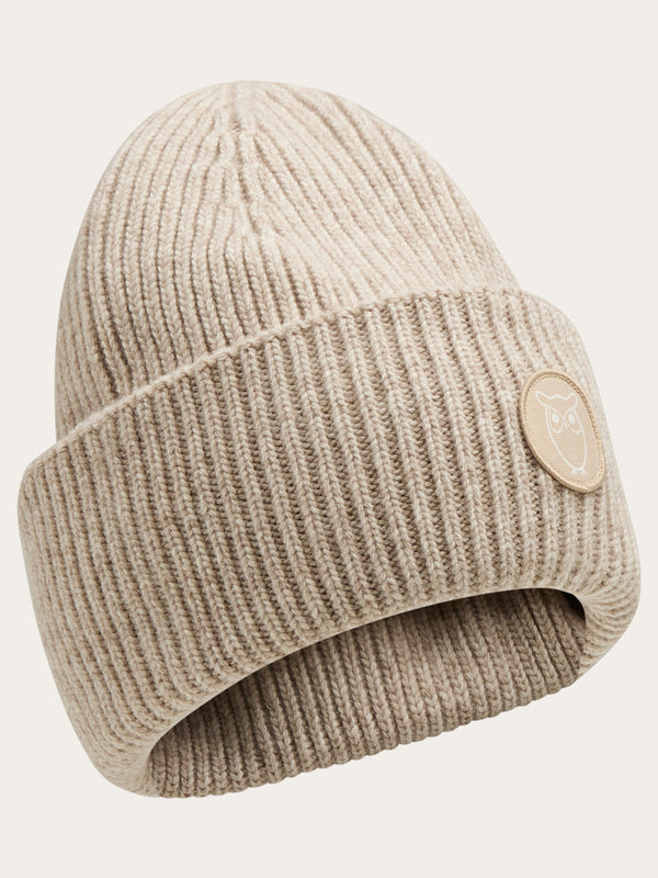 Big Rib Organic Wool Beanie Nature Melange - KNOWLEDGE COTTON APPAREL
