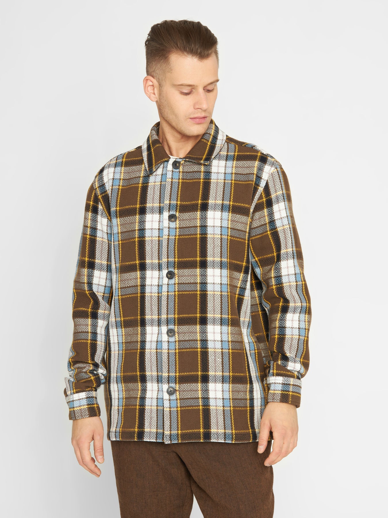 Big Checkered Overshirt Brown - KNOWLEDGE COTTON APPAREL