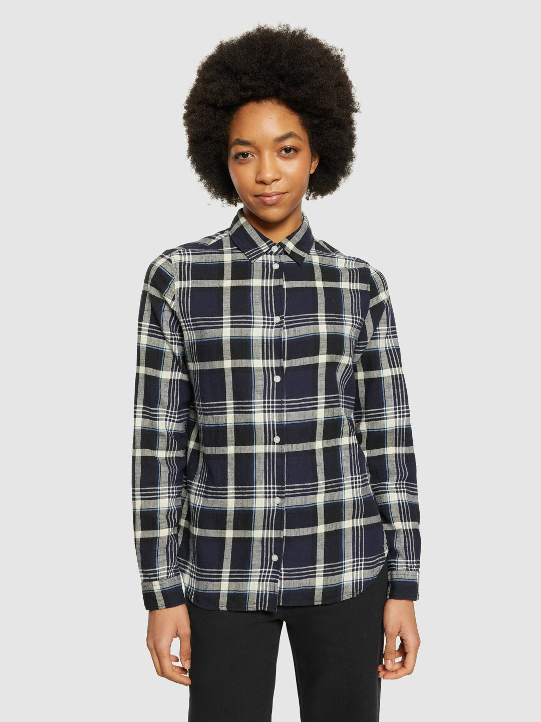 Check Flanell Shirt Jet Black - KNOWLEDGE COTTON APPAREL