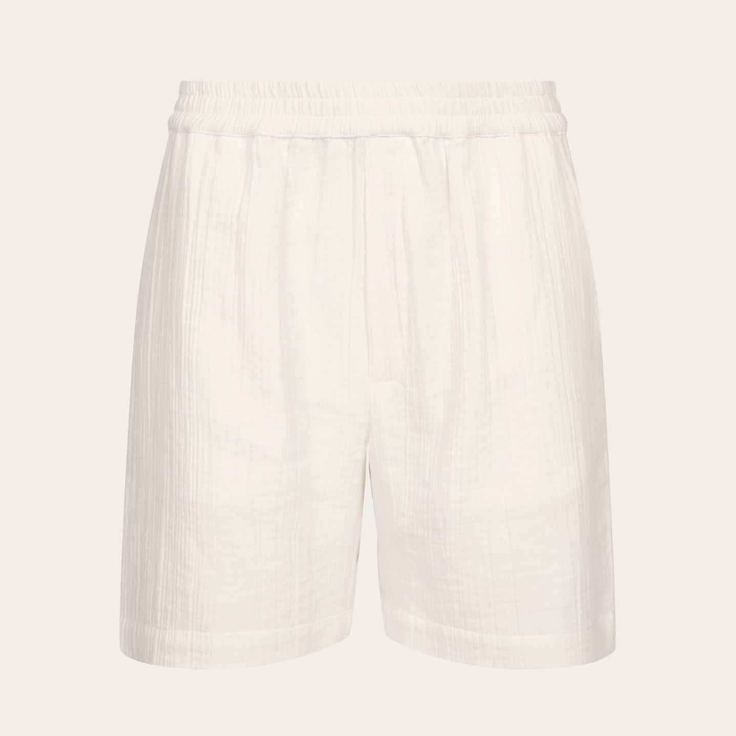 Elastic Waist Crinkle Shorts Snow White - KNOWLEDGE COTTON APPAREL