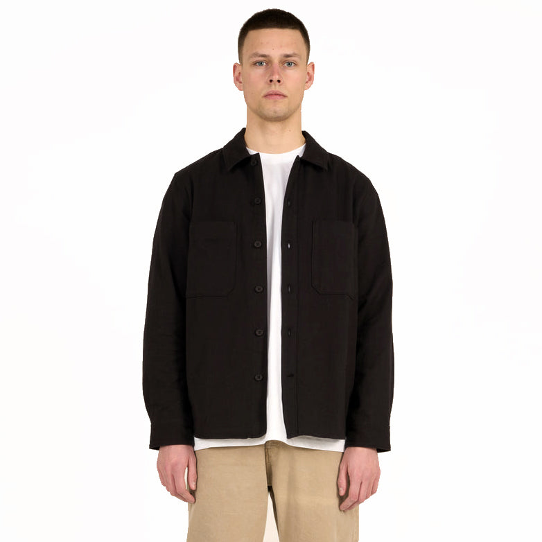 Heavy Brushed Flannel Shirt Black - KNOWLEDGE COTTON APPAREL