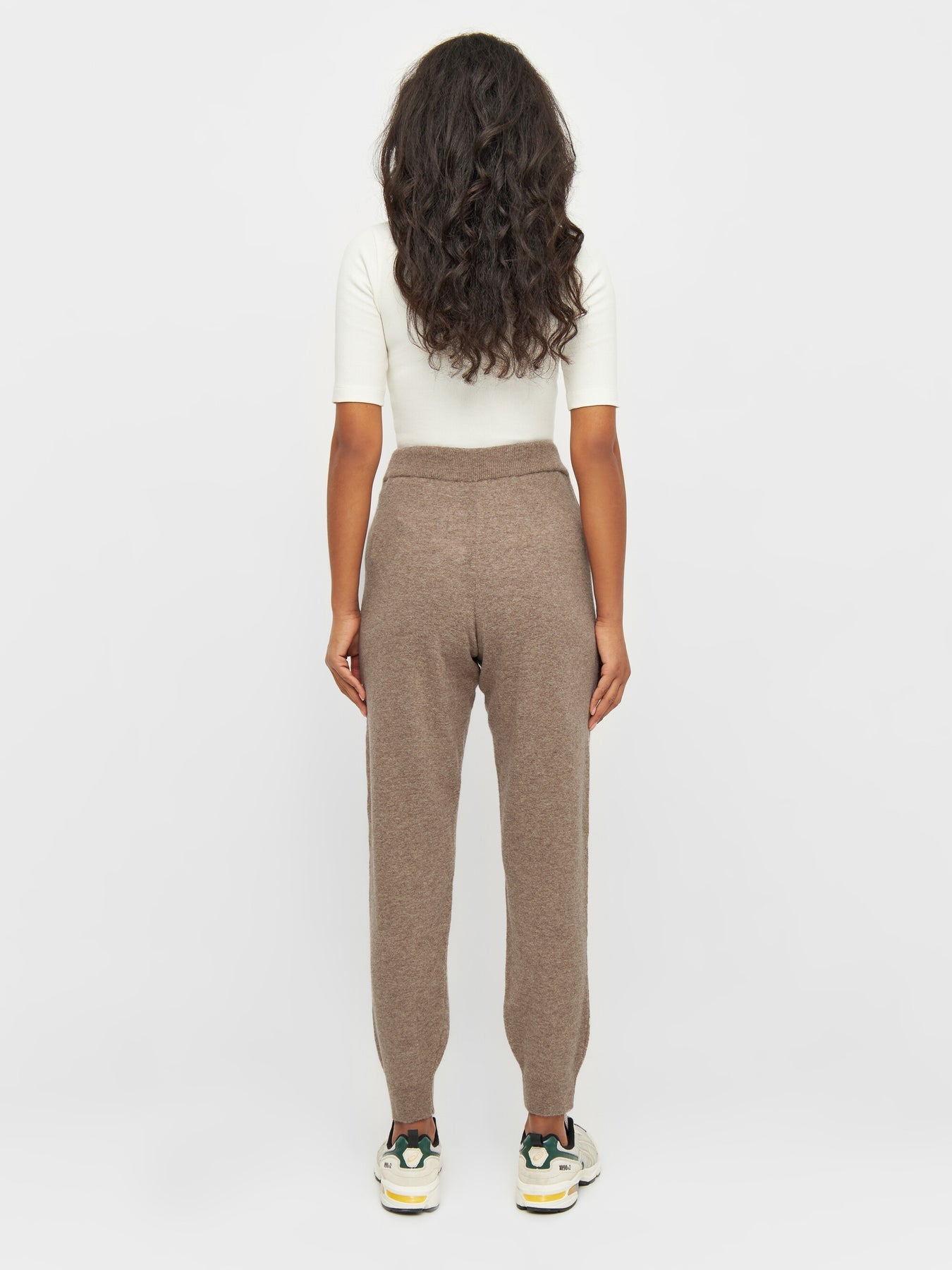 Lambswool Knitted Jog Pants Kelp Melange - KNOWLEDGE COTTON APPAREL