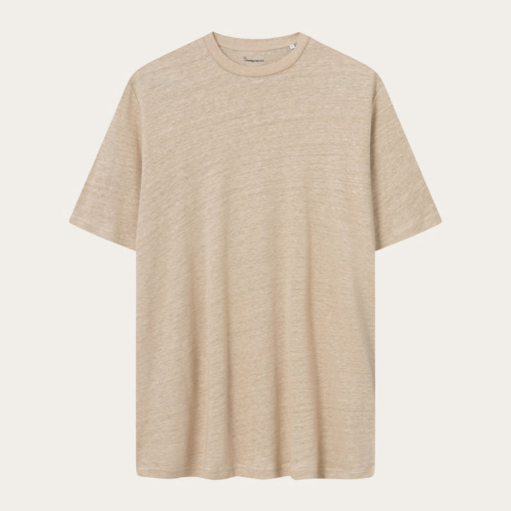 T-shirt Linne Herr Beige Safari Ekologisk Lin - KNOWLEDGE COTTON APPAREL