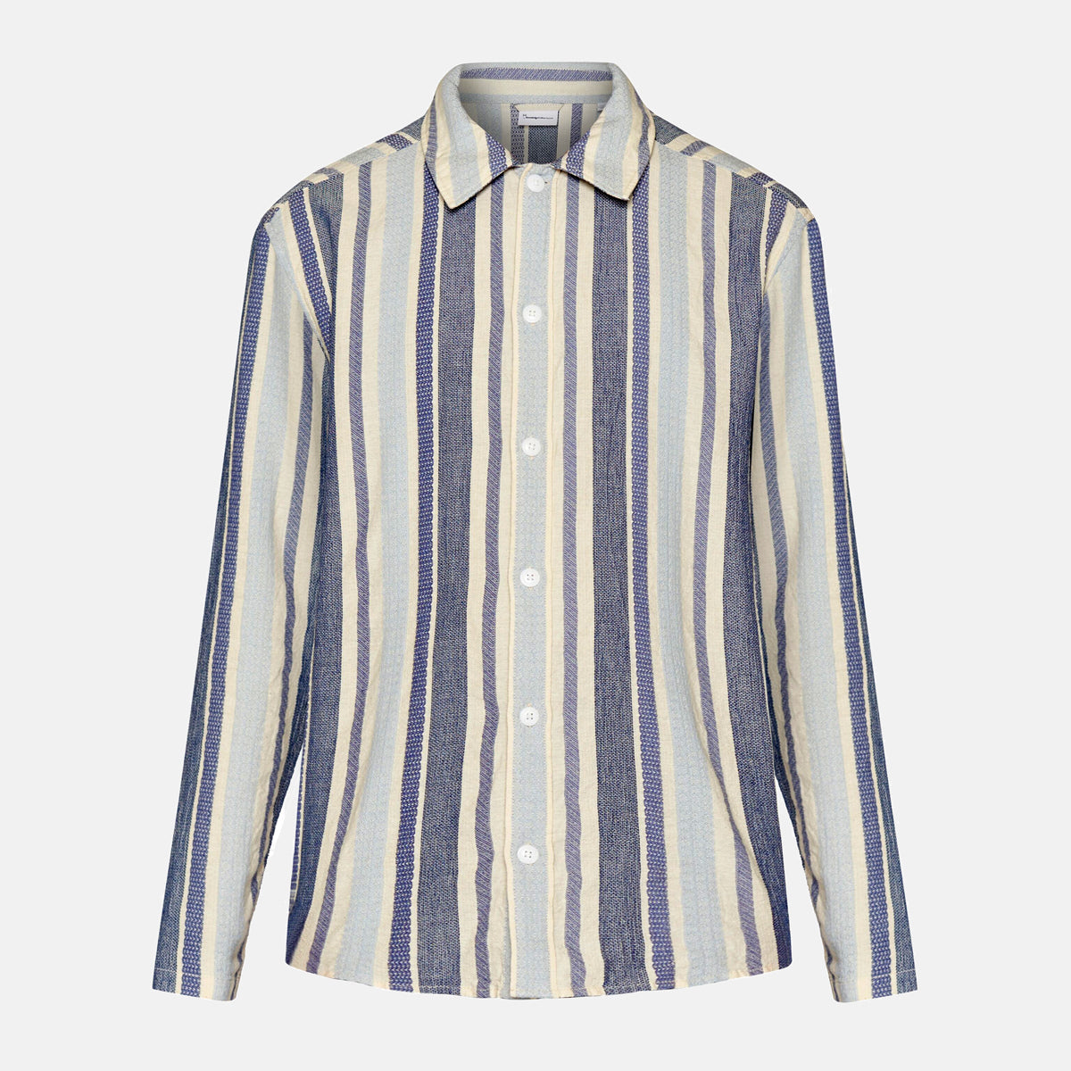 Jacquard Woven Striped Shirt Blue - KNOWLEDGE COTTON APPAREL
