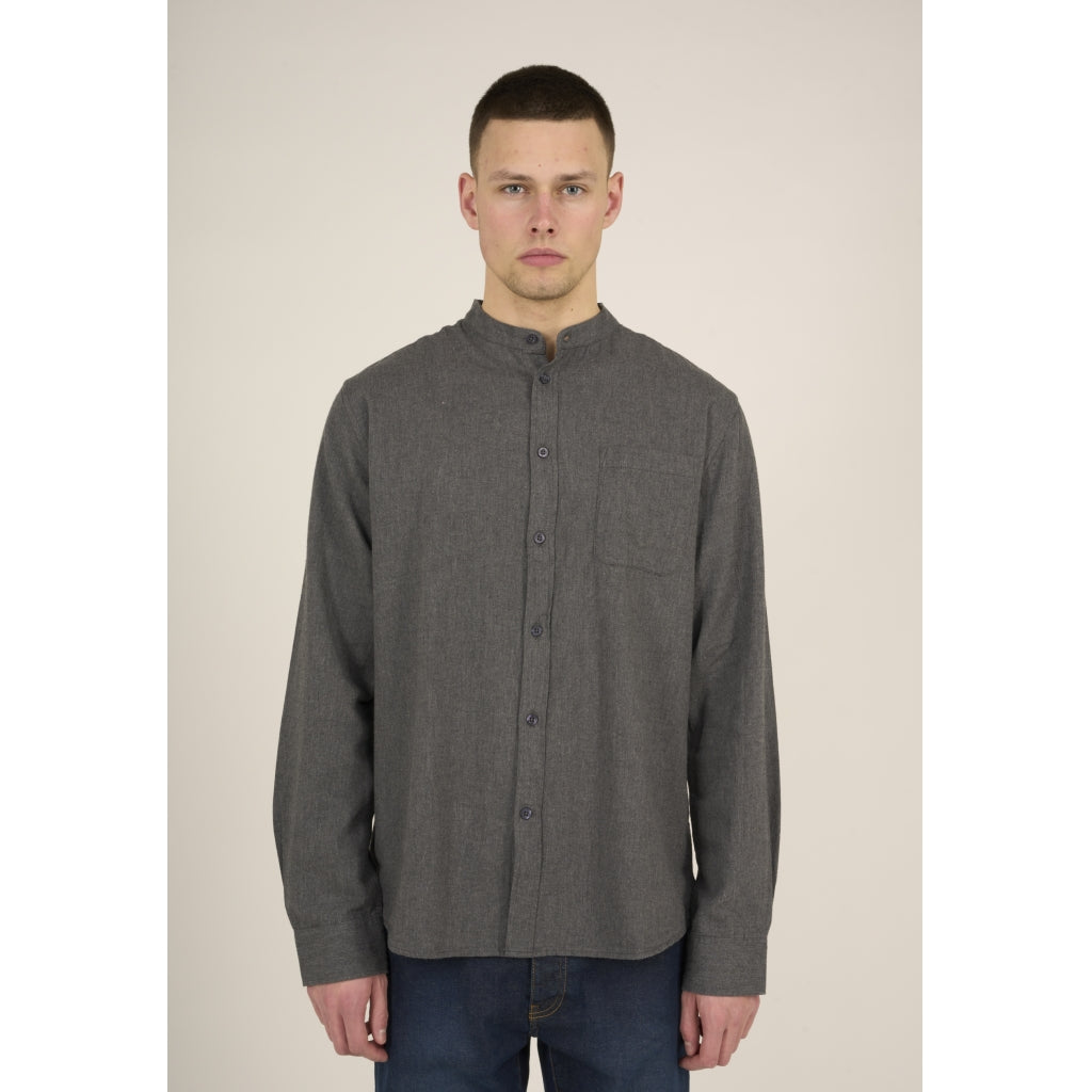 Melange Flanell Murarskjorta Dark Grey - KNOWLEDGE COTTON APPAREL