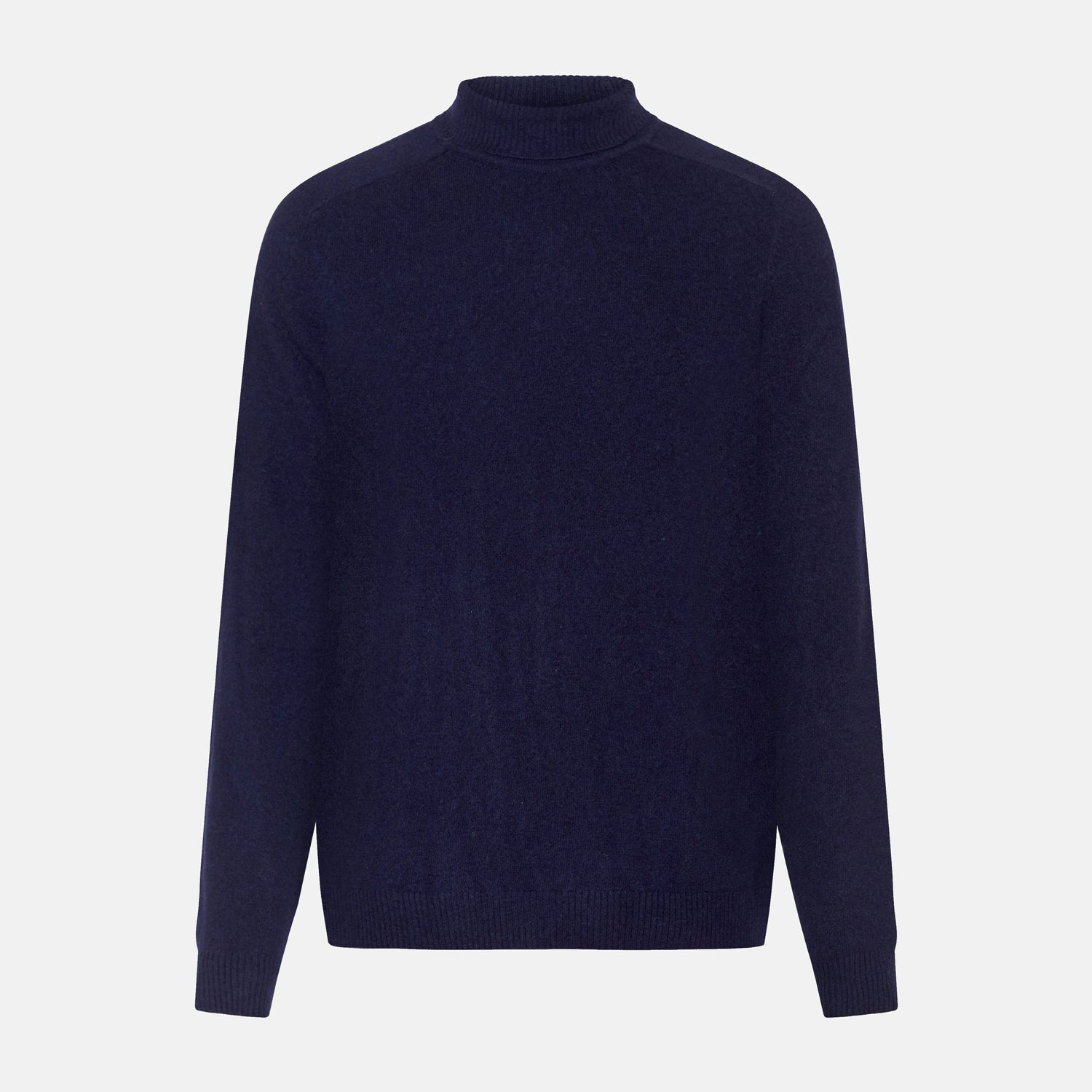 Roll Neck Wool Knit Navy - KNOWLEDGE COTTON APPAREL