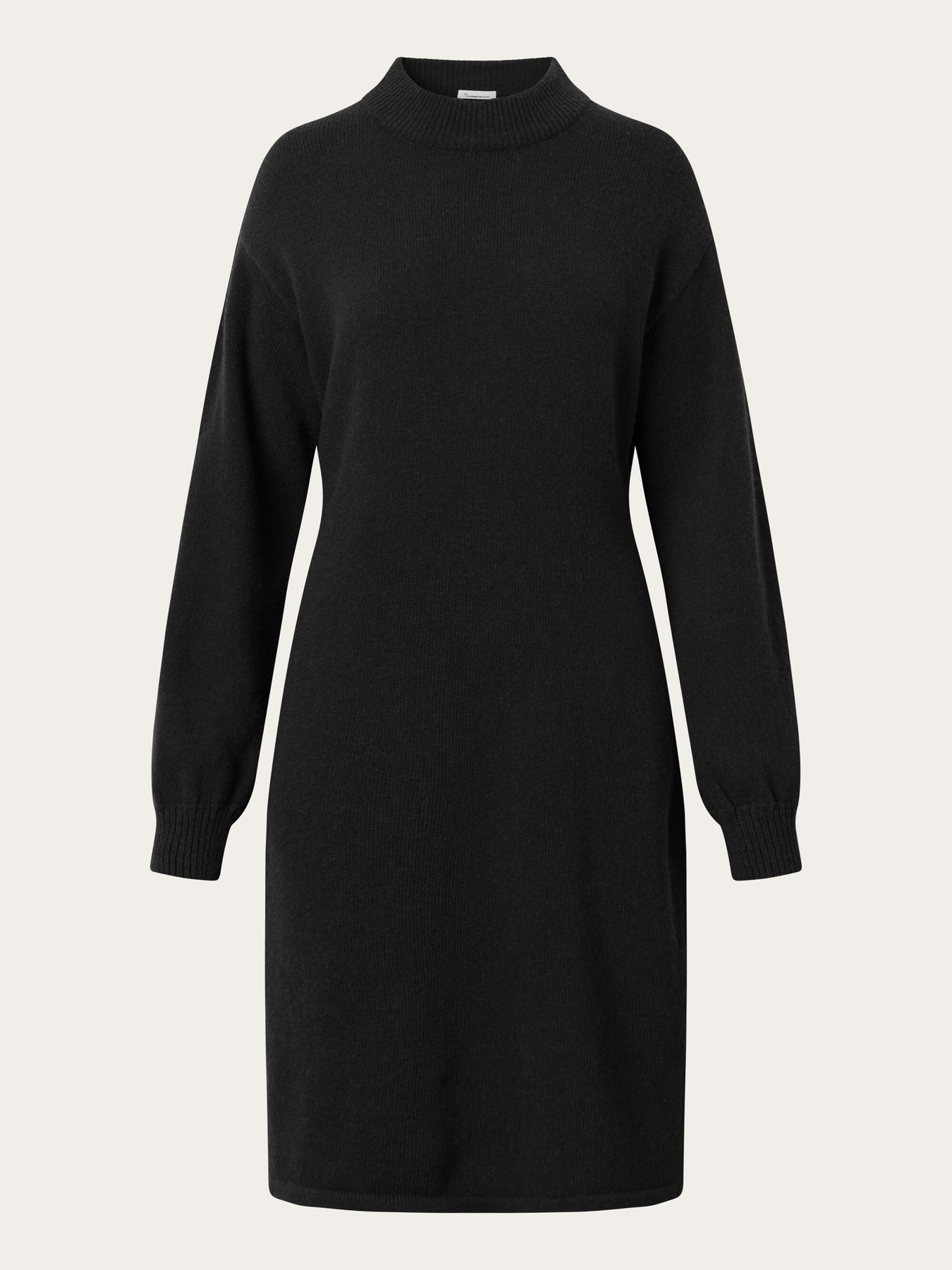 Lambswool Crewneck Neck Dress Black - KNOWLEDGE COTTON APPAREL