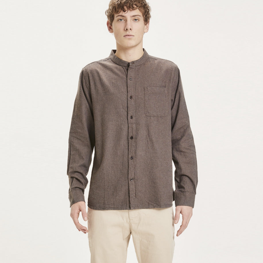 Elder Dark Earth Melange Flanell Murarskjorta - KNOWLEDGE COTTON APPAREL