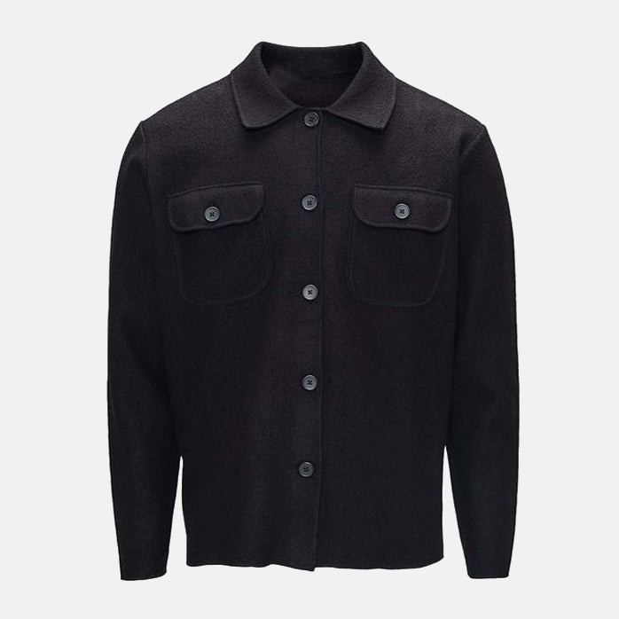 Merino Boiled Wool Overshirt Black - KNOWLEDGE COTTON APPAREL