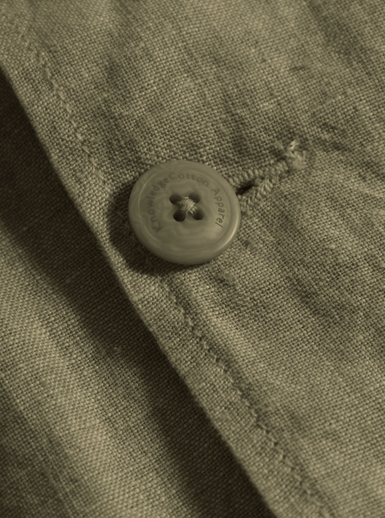 Organic Linen Overshirt Burned Olive - KNOWLEDGE COTTON APPAREL