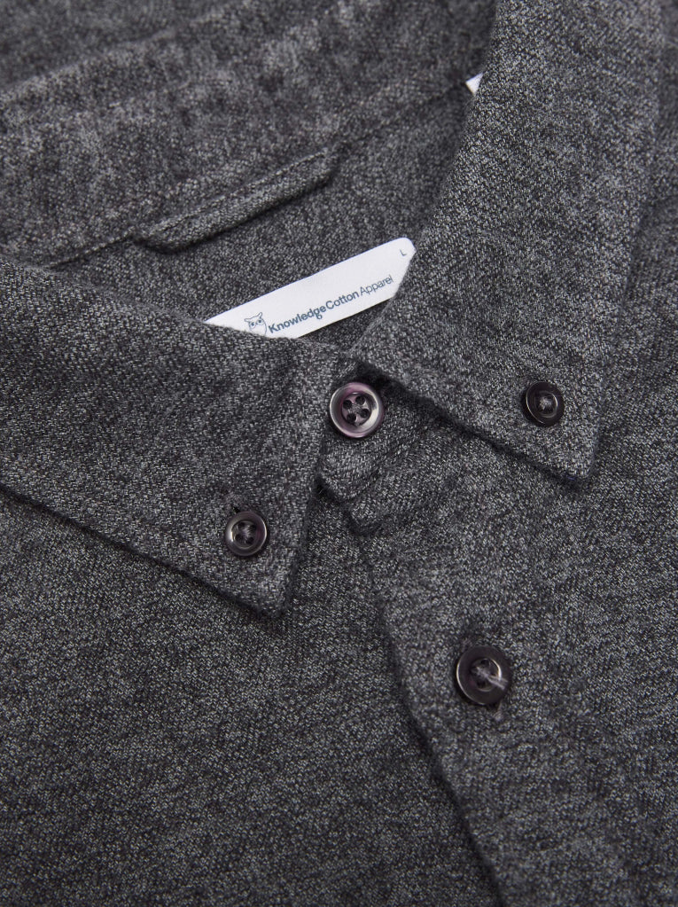 Larch Casual Flannel Shirt Dark Grey - KNOWLEDGE COTTON APPAREL