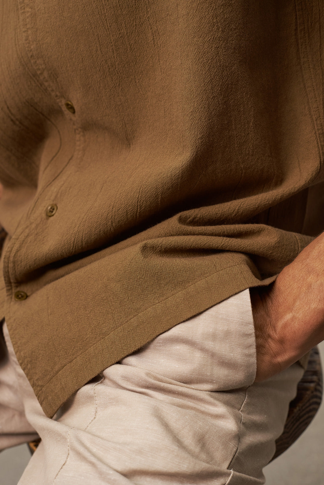 Kuno Shirt Crinkle Shortsleeve Caramel