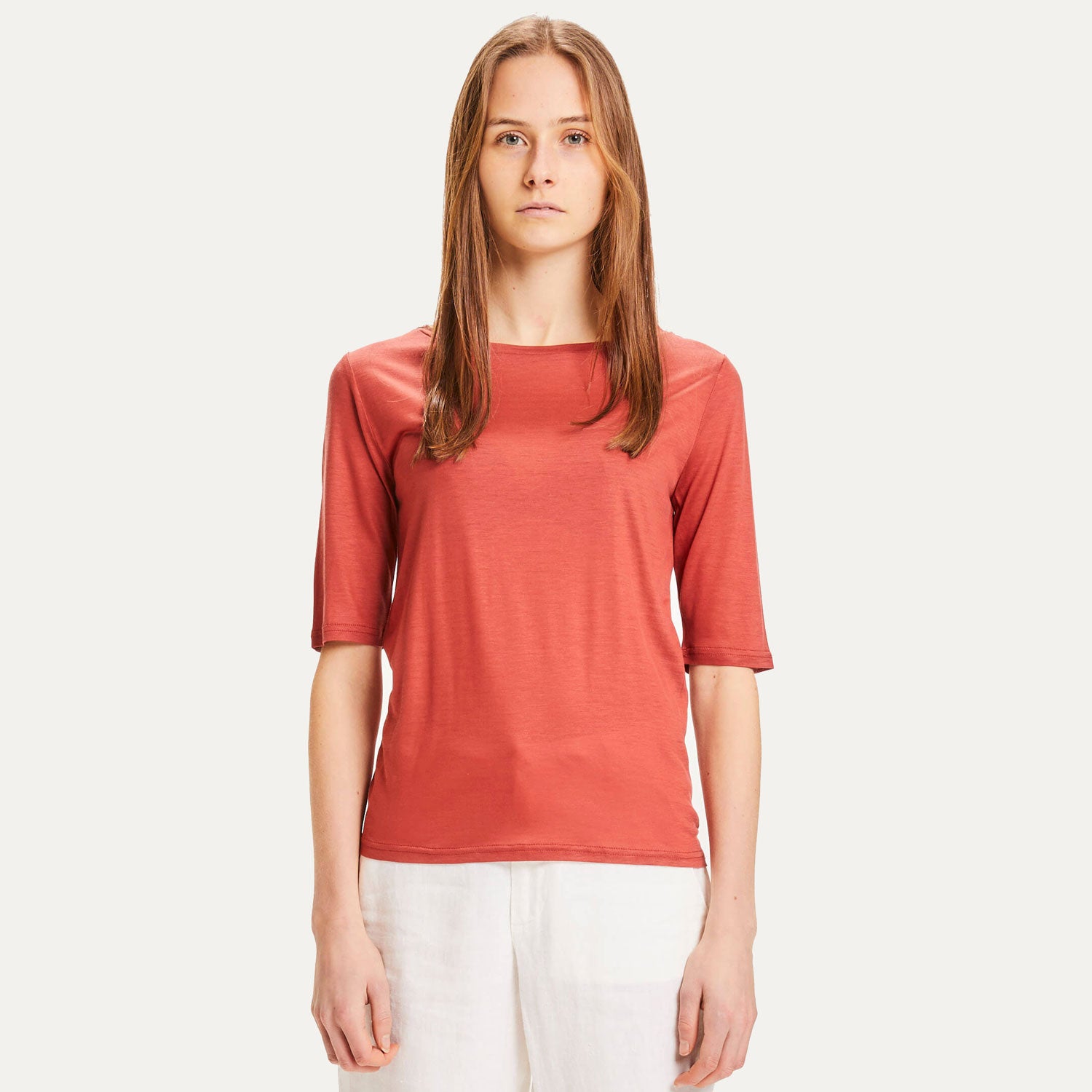 Violet Tencel Tee Marsala - KNOWLEDGE COTTON APPAREL