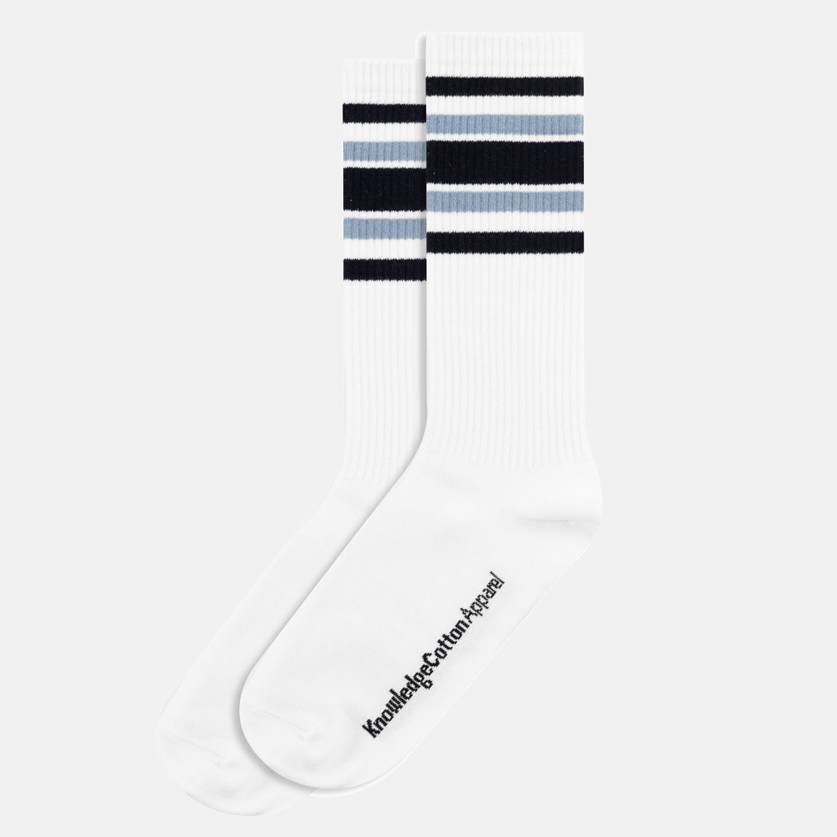 2-pack Organic Striped Long Socks Asley Blue - KNOWLEDGE COTTON APPAREL