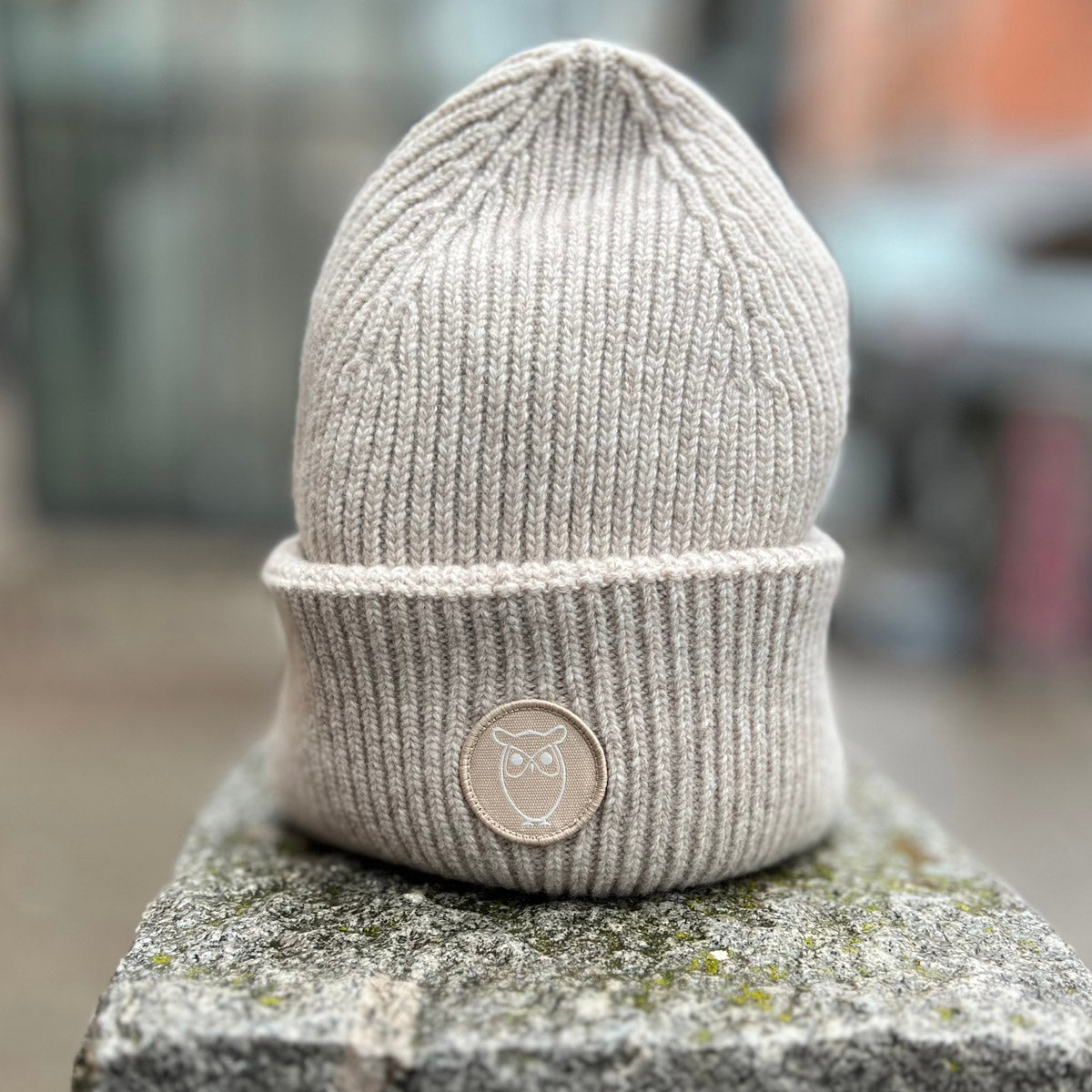 Big Rib Organic Wool Beanie Nature Melange - KNOWLEDGE COTTON APPAREL