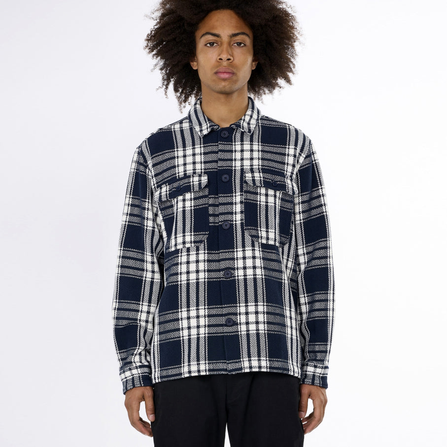 Big Checkered Overshirt Navy Ekologisk Bomull - KNOWLEDGE COTTON APPAREL
