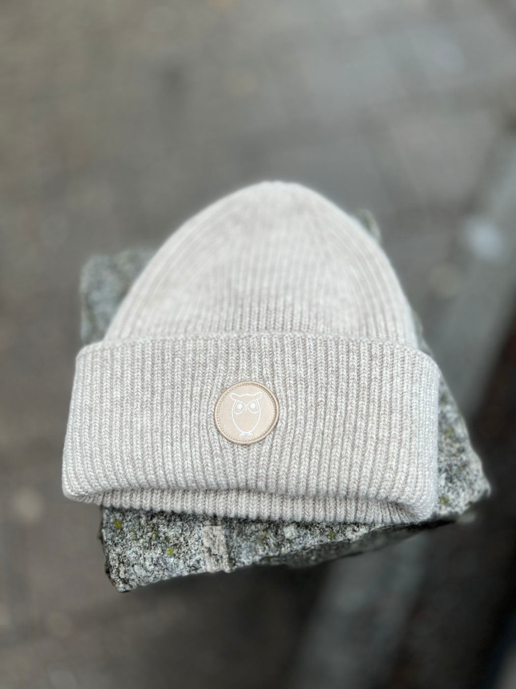 Big Rib Organic Wool Beanie Nature Melange - KNOWLEDGE COTTON APPAREL