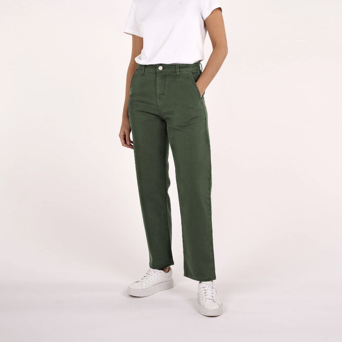 Calla Organic Tapered Canvas Pants Olive - KNOWLEDGE COTTON APPAREL