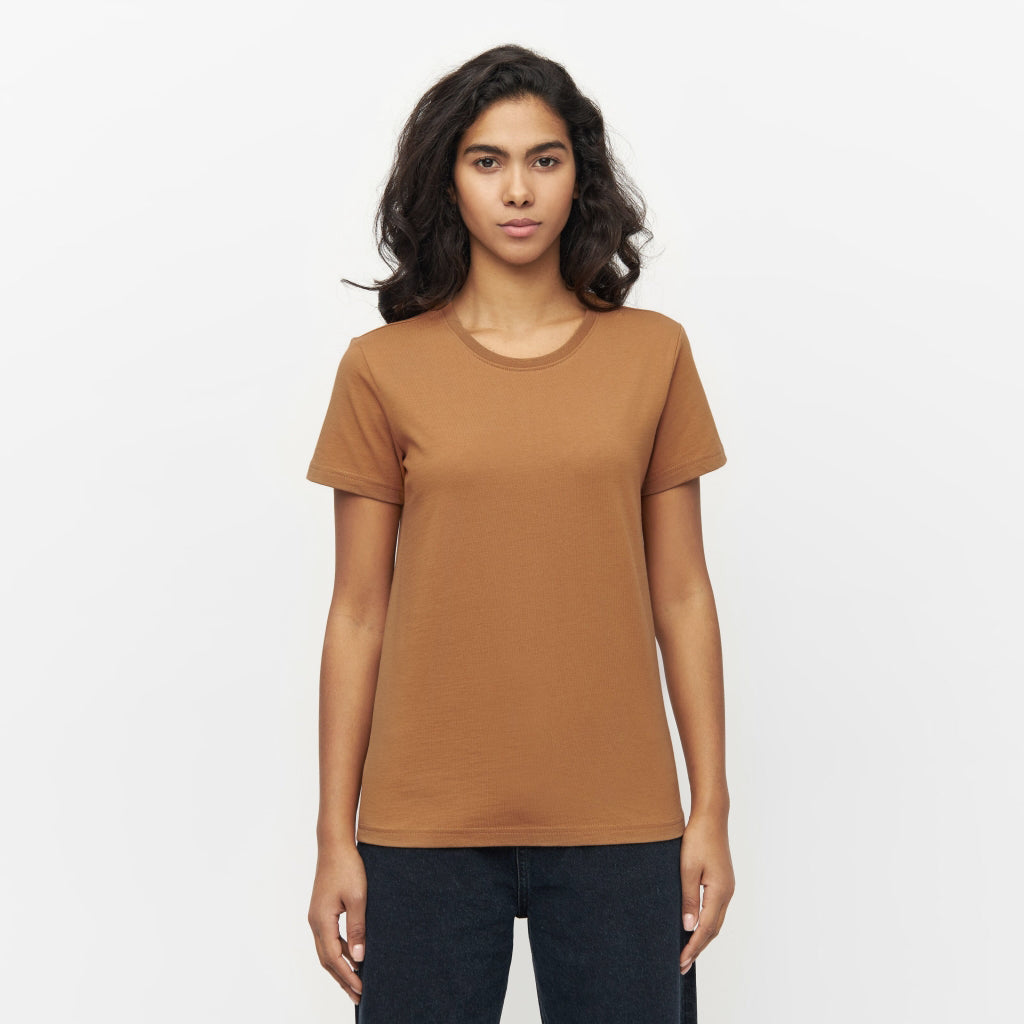 Ekologisk Dam T-shirt  Basic Brown Sugar - KNOWLEDGE COTTON APPAREL