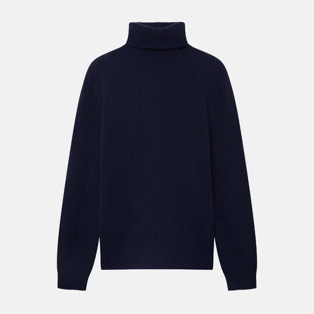 Chunky Turtleneck Knit Recycled Wool Navy - ECOALF