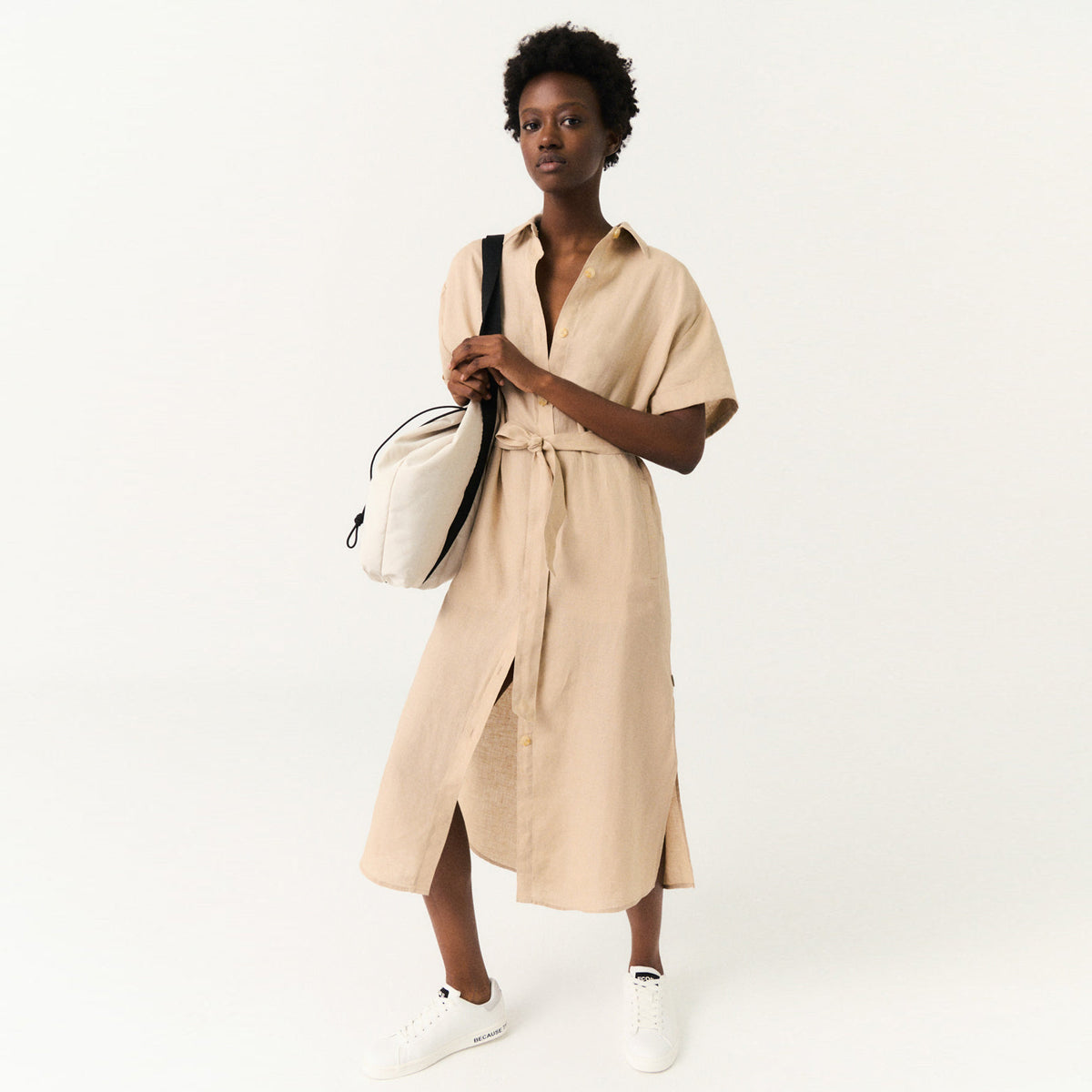 Sez Linen Dress Bleached Sand - ECOALF