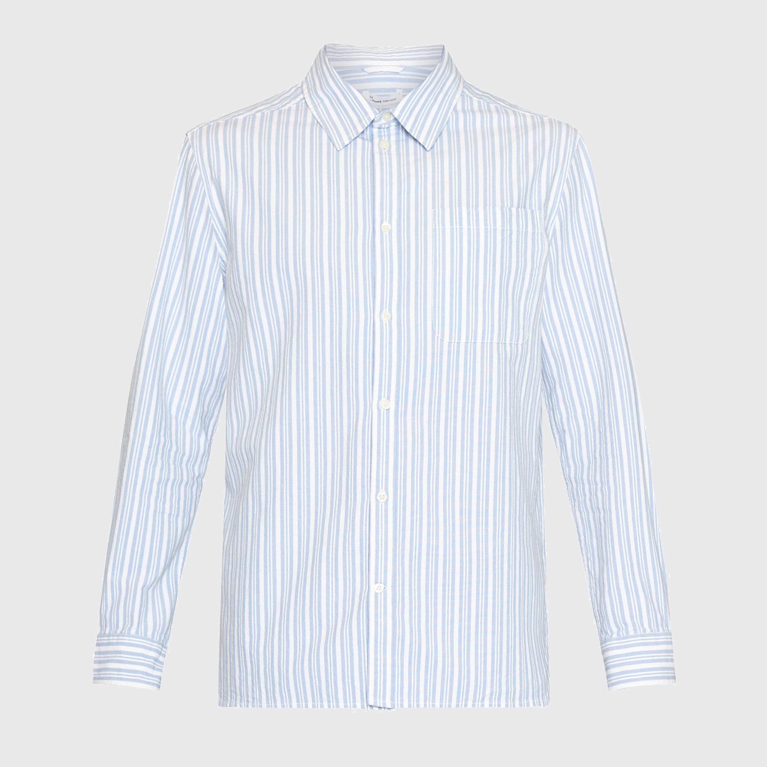 Loose Slub Canvas Shirt Blue Stripe - KNOWLEDGE COTTON APPAREL