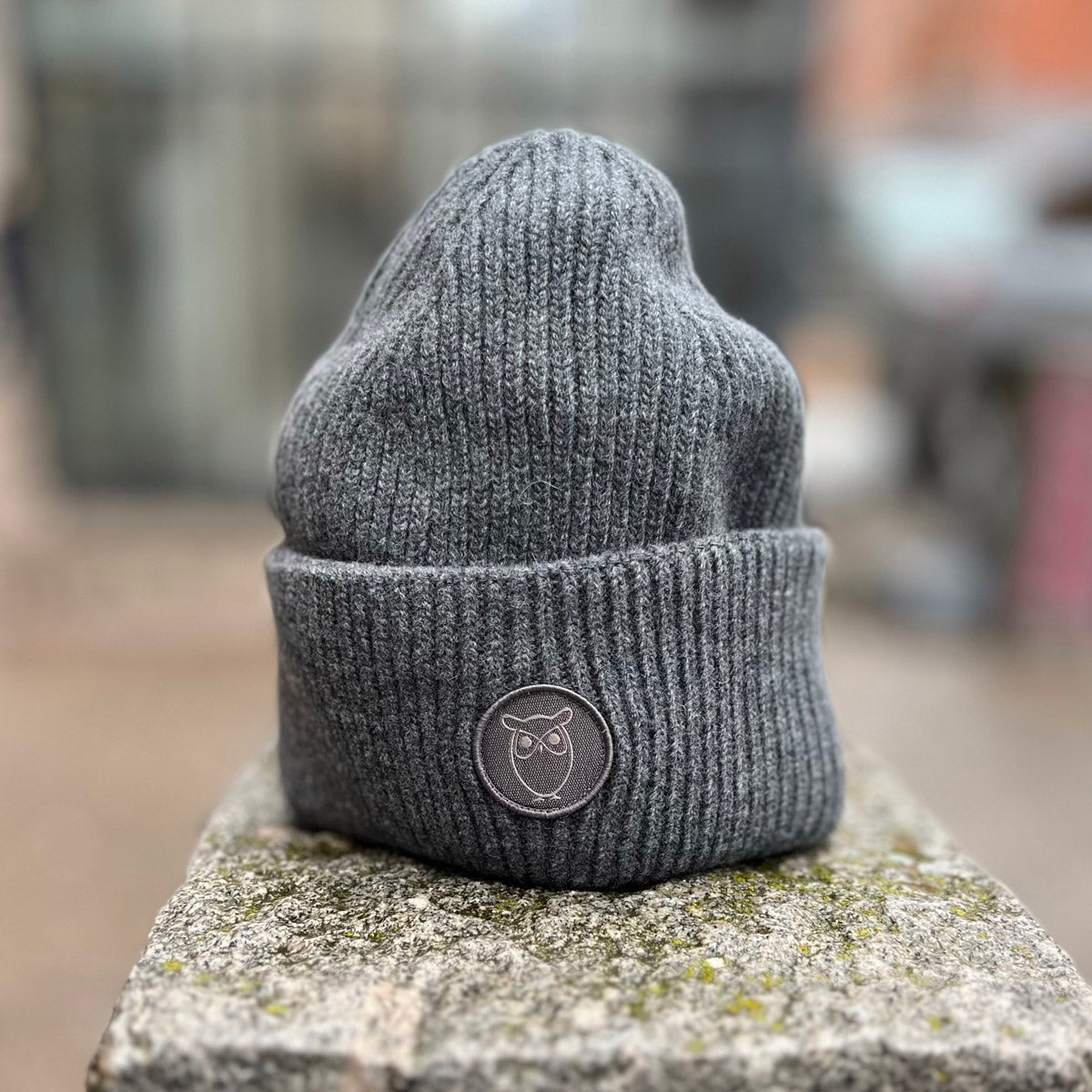 Big Rib Organic Wool Beanie Dark Grey - KNOWLEDGE COTTON APPAREL