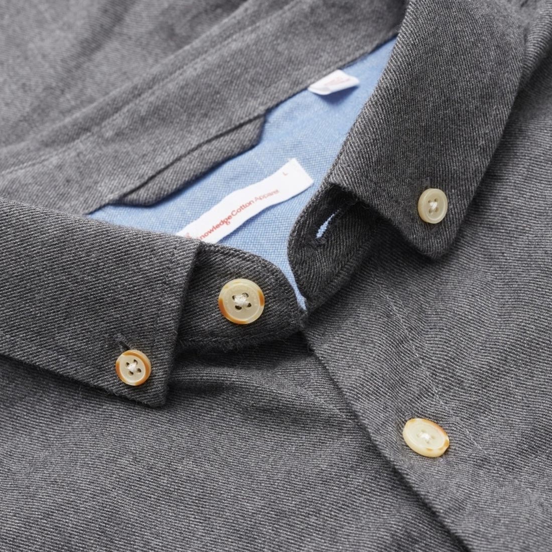 Twill Flannel Shirt - Grey Melange - Knowledge Cotton Apparel