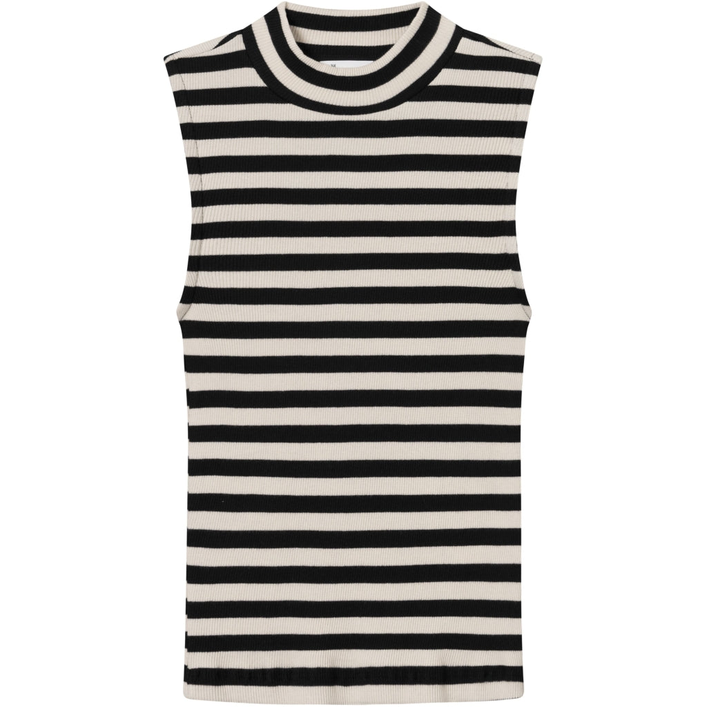 High Neck Rib Top Striped - KNOWLEDGE COTTON APPAREL