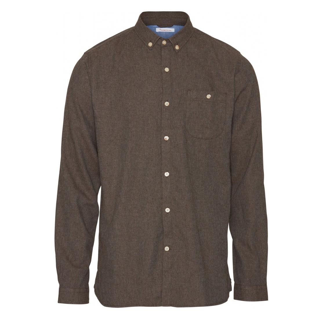 Twill Flannel Shirt - Dark Earth - Knowledge Cotton Apparel