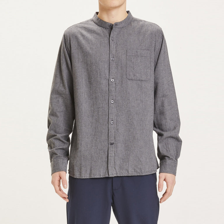 Elder Dark Grey Melange Flanell Murarskjorta - KNOWLEDGE COTTON APPAREL