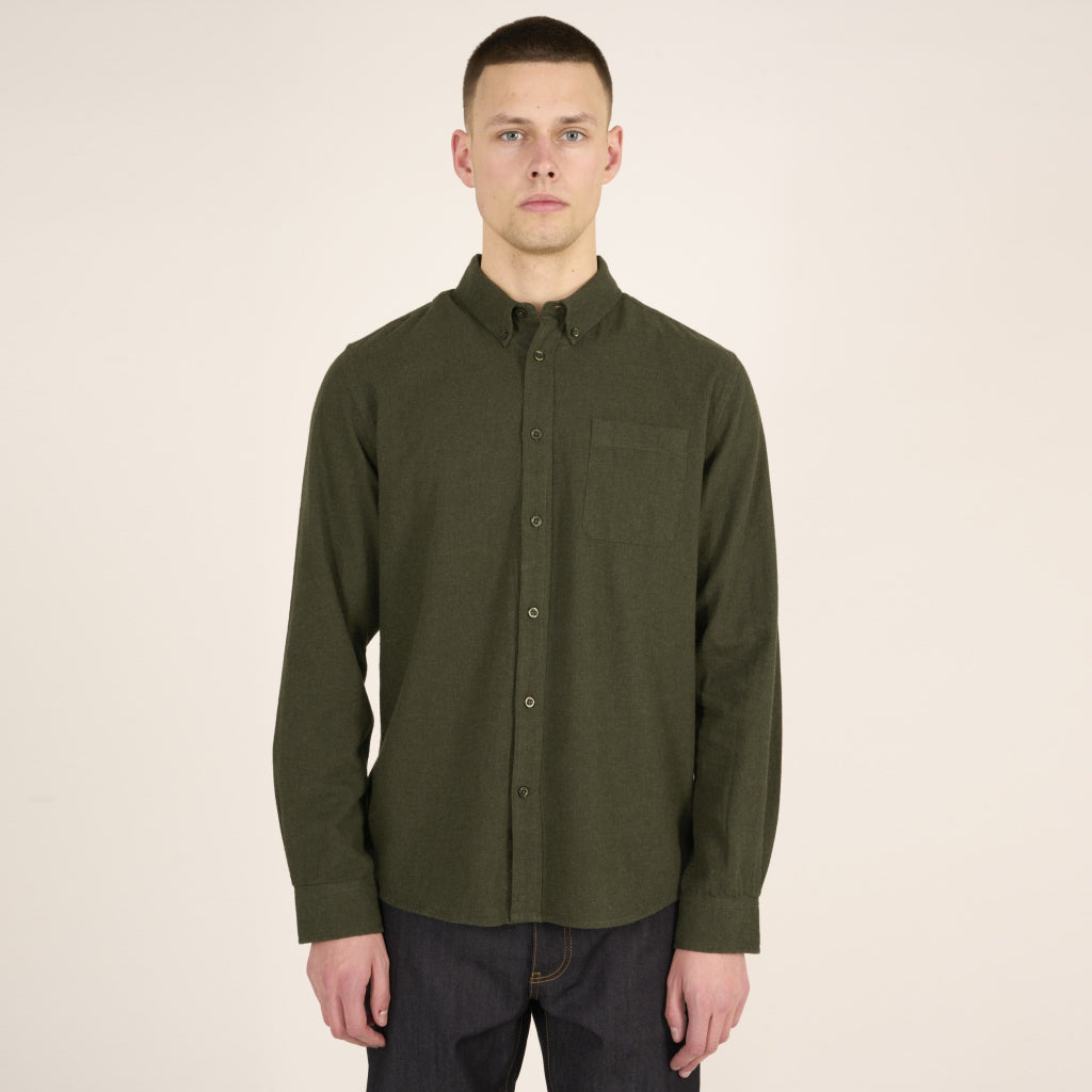 Melange Flanell Forrest Night - KNOWLEDGE COTTON APPAREL