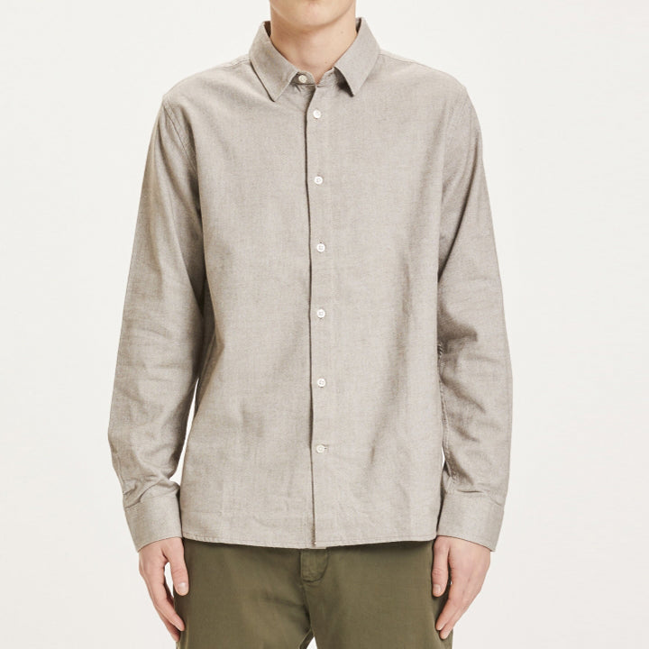 Larch Heavy Casual Flannel Shirt Friar Brown - KNOWLEDGE COTTON APPAREL