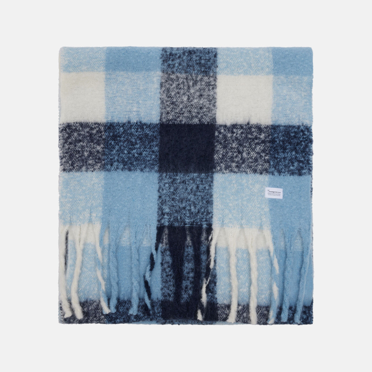 Scarf Vegan Halsduk Rutig Blå- - KNOWLEDGE COTTON APPAREL