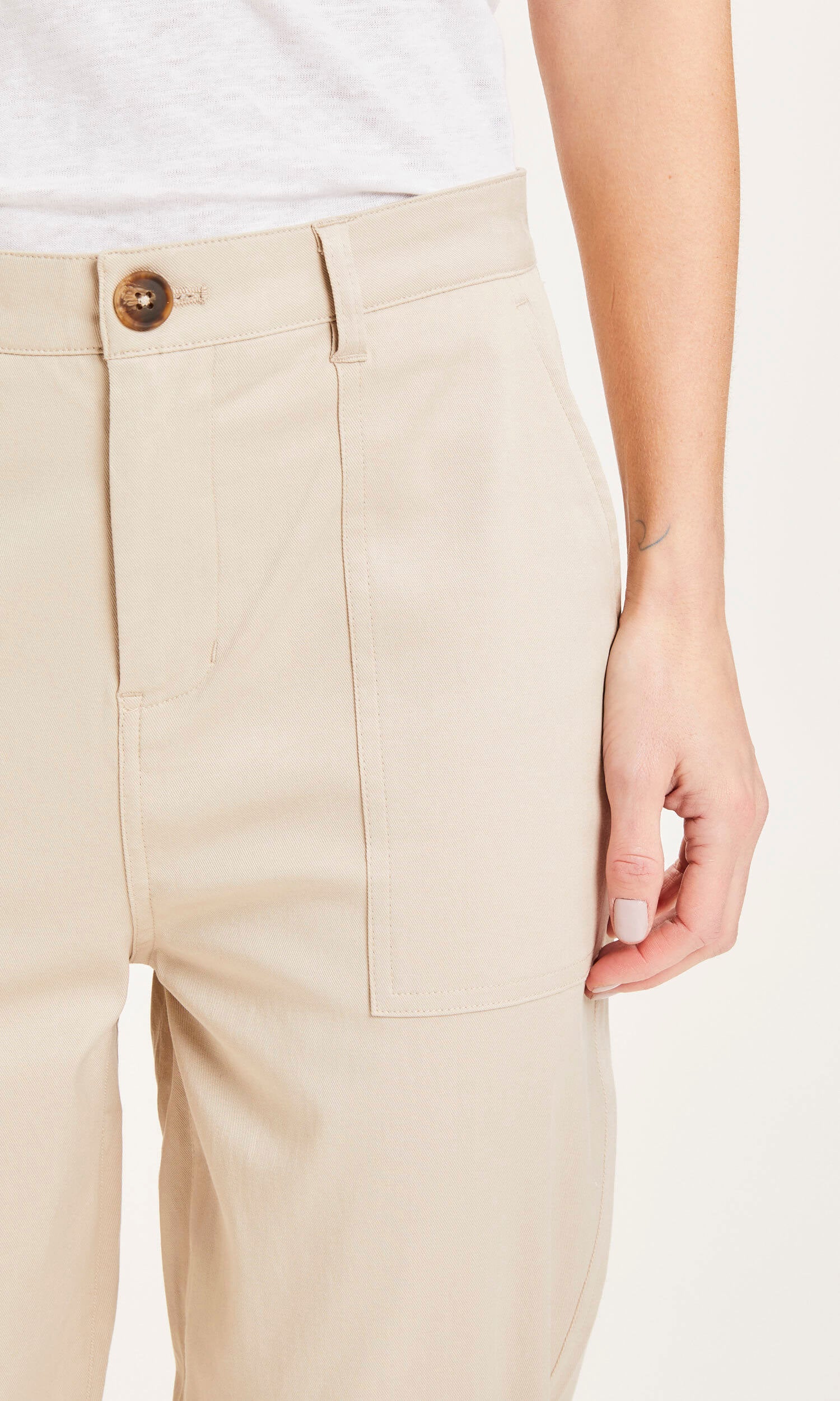 Hazel Worker Tencel Pants Light Feather - KNOWLEDGE COTTON APPAREL